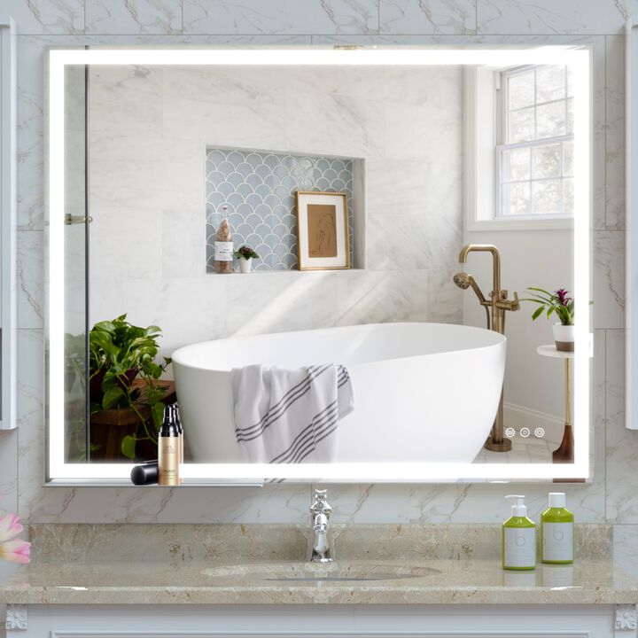 ELEMENT ACE 32x40 Inch Wall Mounted LED Bathroom Vanity Mirror with Adjustable Lighting Anti-Fog Touch Control Memory Function Smart Large Bathroom Mirror
