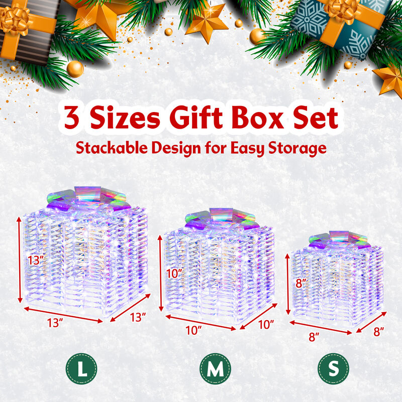 Set of 3 Iridescent Christmas Gift Box with Iridescent Bows image number 3