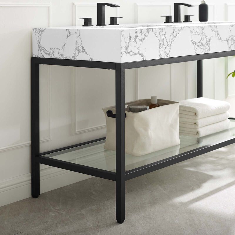 Kingsley 60" Black Stainless Steel Bathroom Vanity image number 7