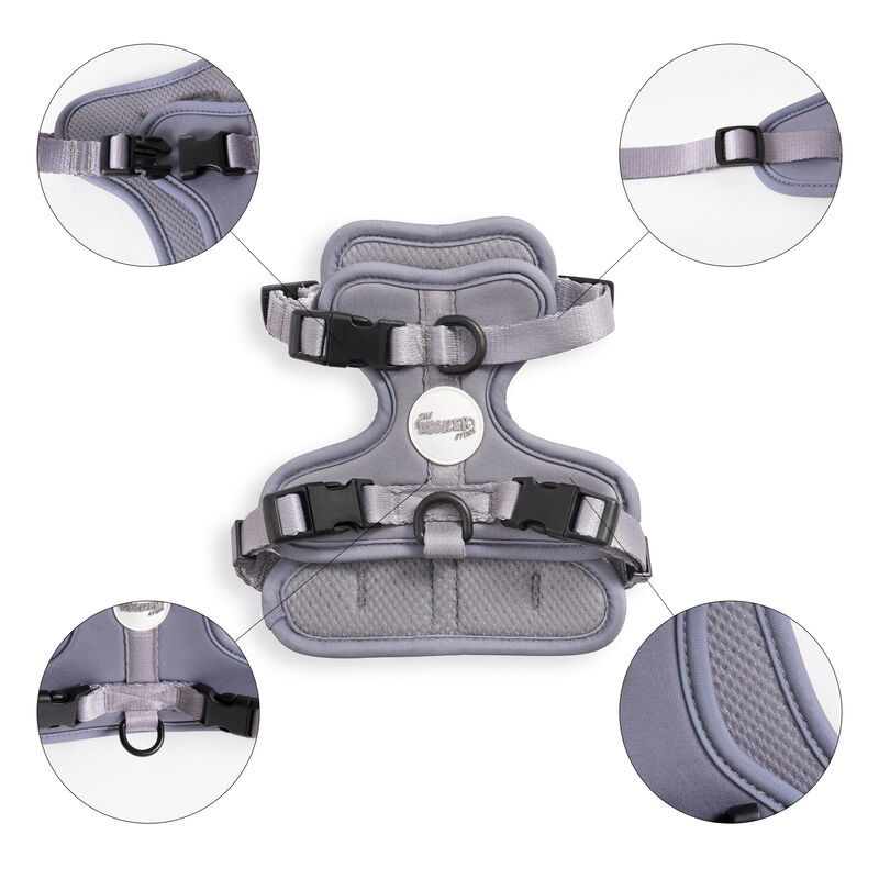 Arlo Adjustable Soft Padded No Pull Pet Harness with 3 Buckles and 3 Leash Clips