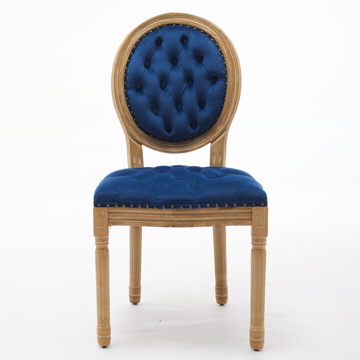 Whisen French Style Dining Chair, Solid Rubberwood Frame with Velvet Upholstery, Handmade Tufted & Nailhead Trim, Set of 2 for Living Room Kitchen