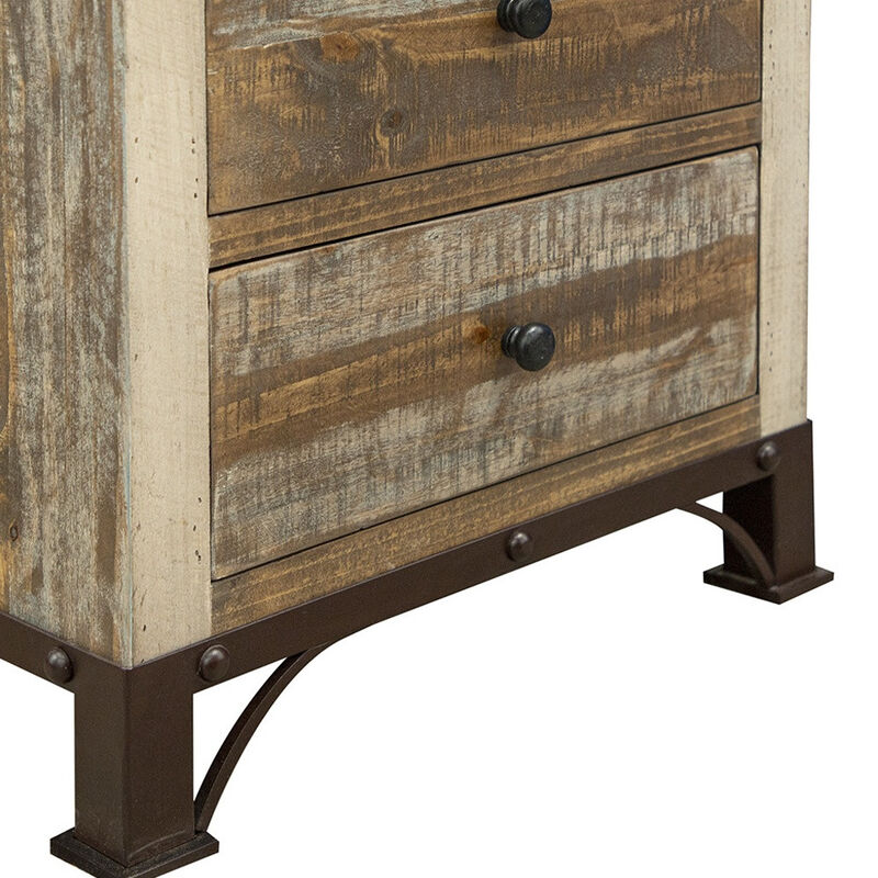 Compact Nightstand with 2 Drawers – Small Bedroom Bedside Table