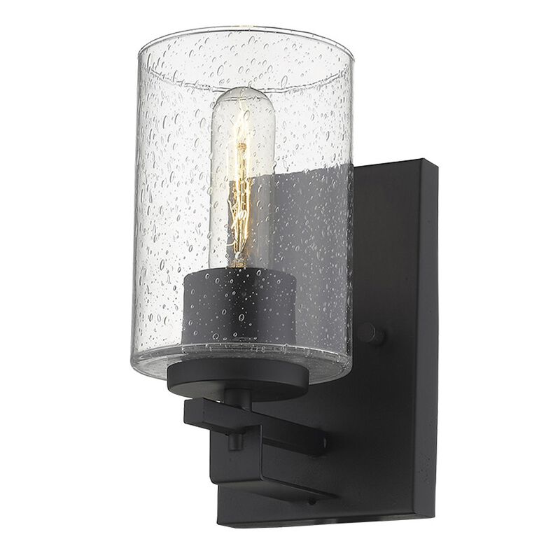 Hivvago Black Metal and Textured Glass Wall Sconce
