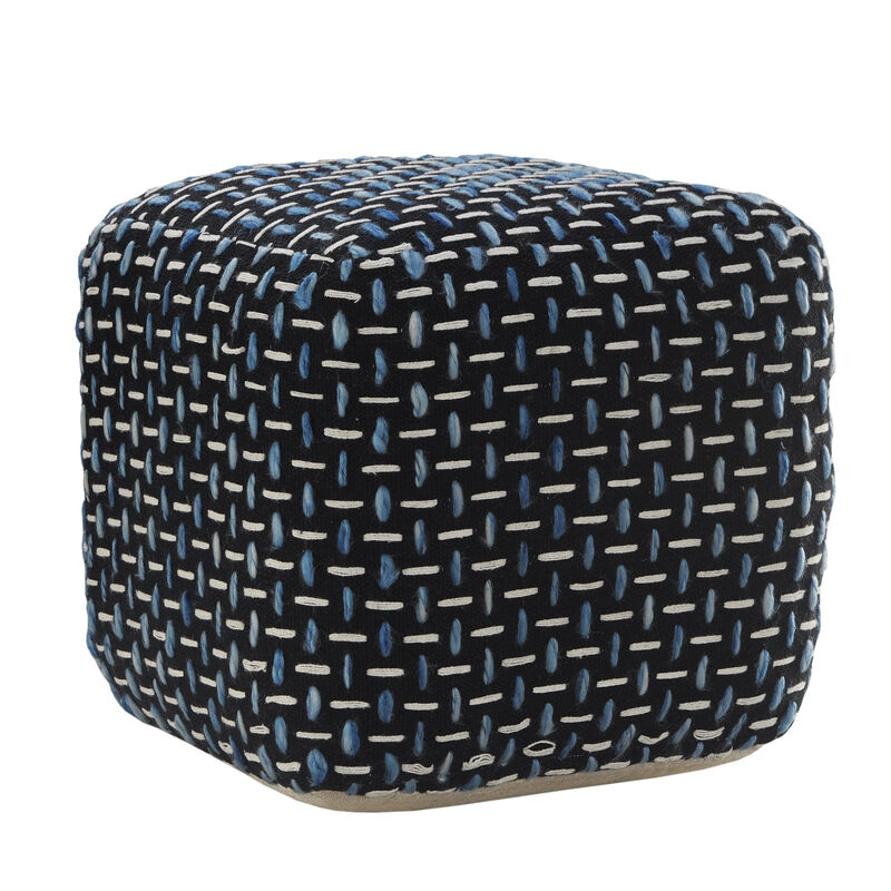 Durable Fabric Geometric Pouf Ottoman – Accent Floor Cushion for Living Room