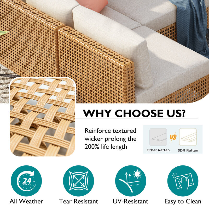 Whisen 7-Piece Outdoor Seating Sets, Patio Conversation Set with Thick Cushions and Coffee Table image number 4