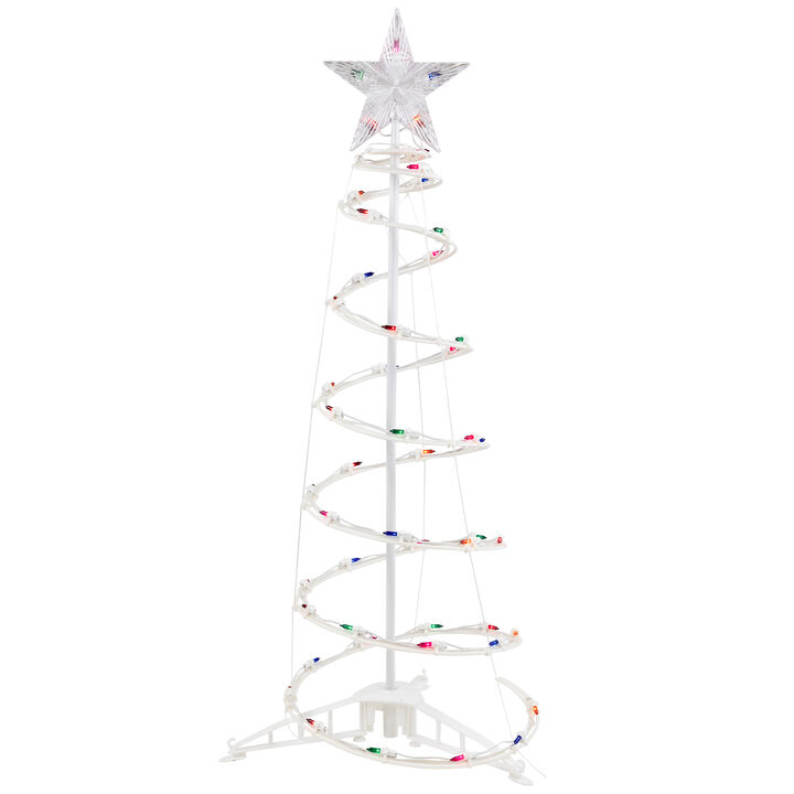 3ft Lighted Spiral Cone Tree Outdoor Christmas Decoration  Multi Lights