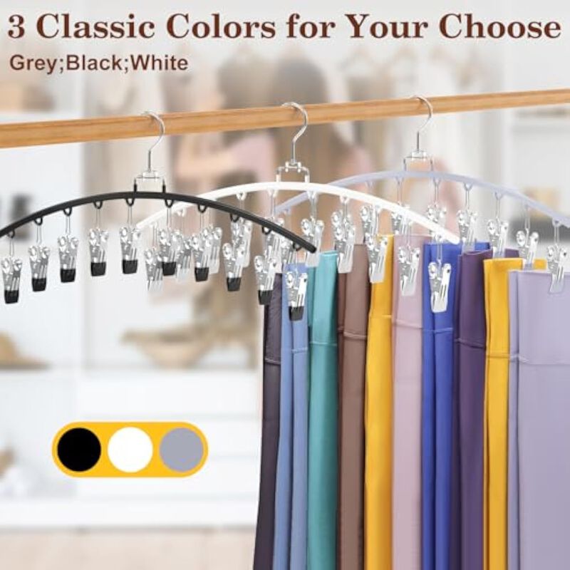 Space Saving 6 Tier Pant Hangers, Anti-Slip, Stainless Steel, 2 Pack, Black image number 3