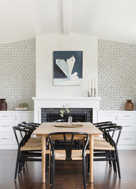 Voltaire Indigo Beaded Geometric Wallpaper