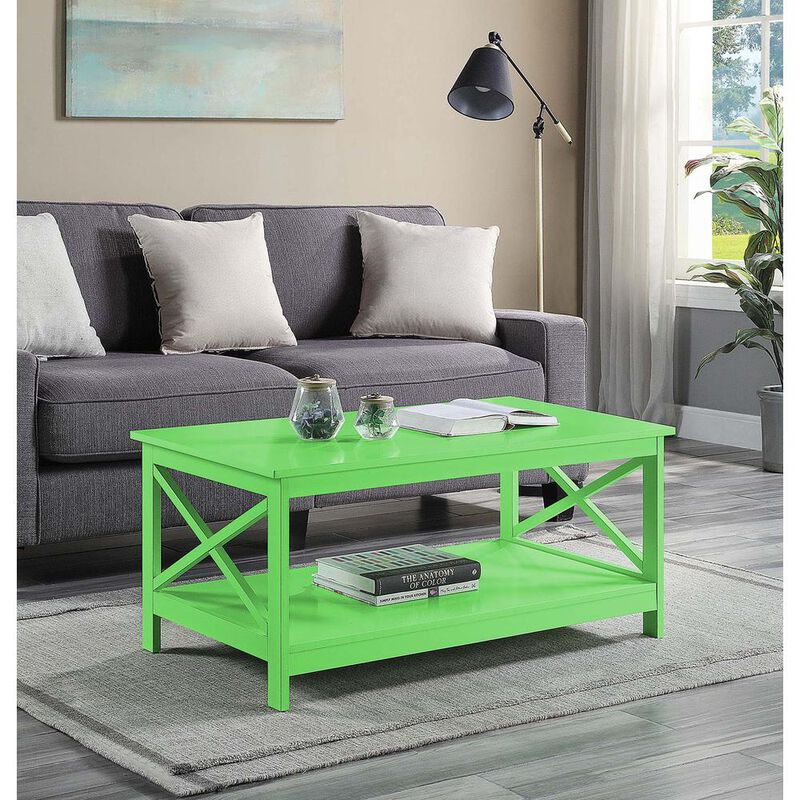 Convenience Concepts Oxford Coffee Table with Shelf Lime