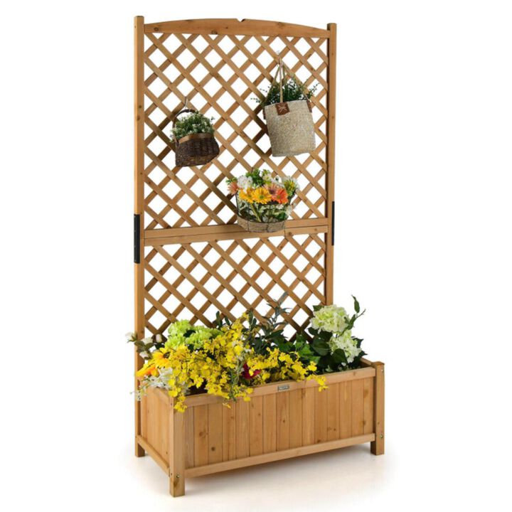 Hivvago Planter Raised Bed with Trellis for Plant Flower Climbing-Orange