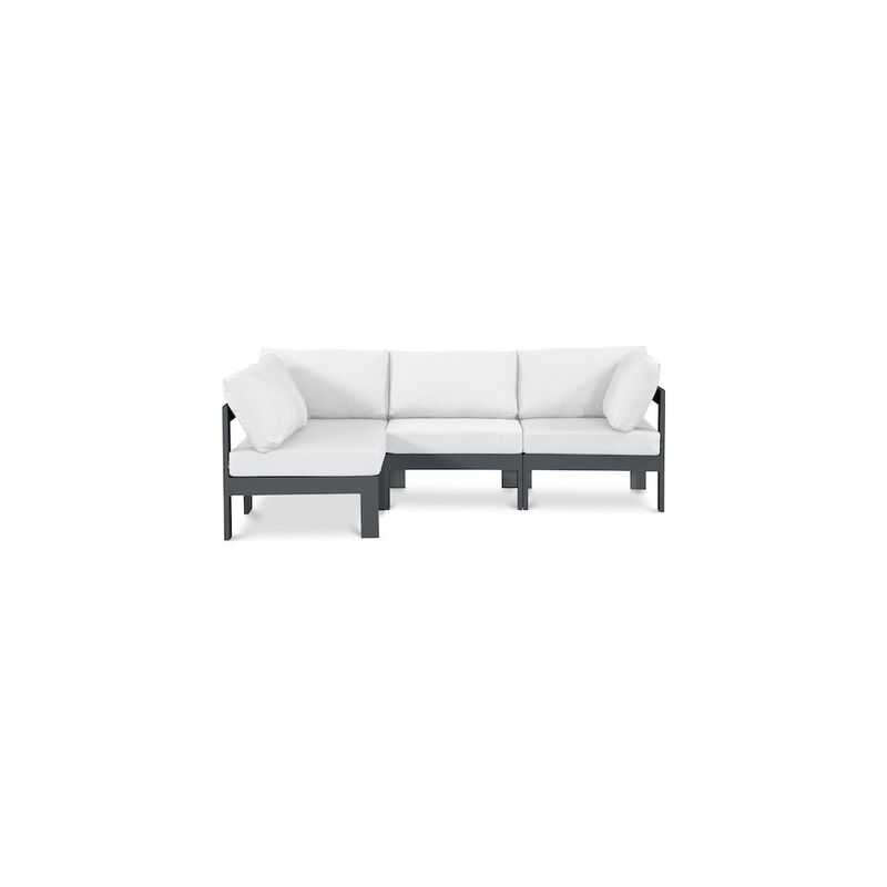 Meridian Furniture Nizuc White Water Resistant Fabric Outdoor Patio Modular Sectional