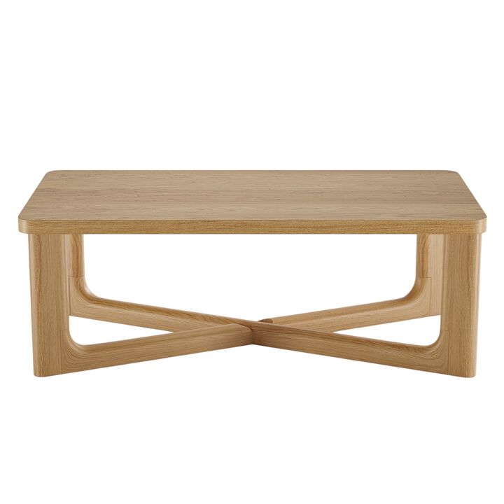Hivvago 50 Inch Natural Solid Wood Cross Legs Coffee Table
