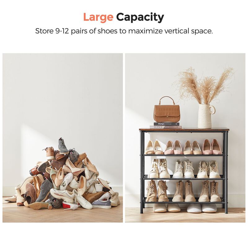 4-Tier Narrow Shoe Rack - Space-Saving Organizer for Closet or Entryway