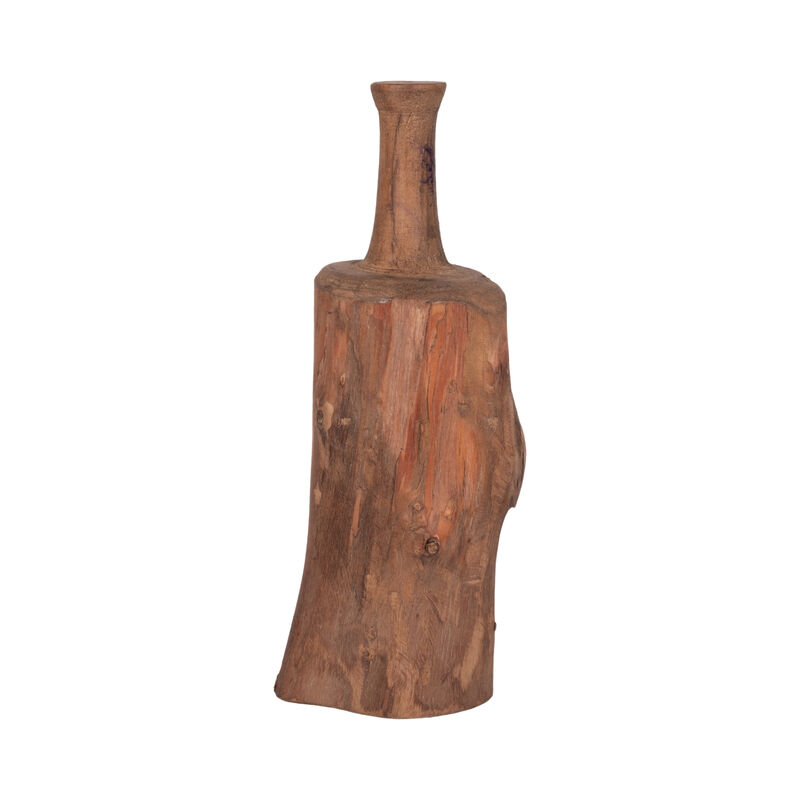 18" Reclaimed Wood Bottle Object, Brown image number 0