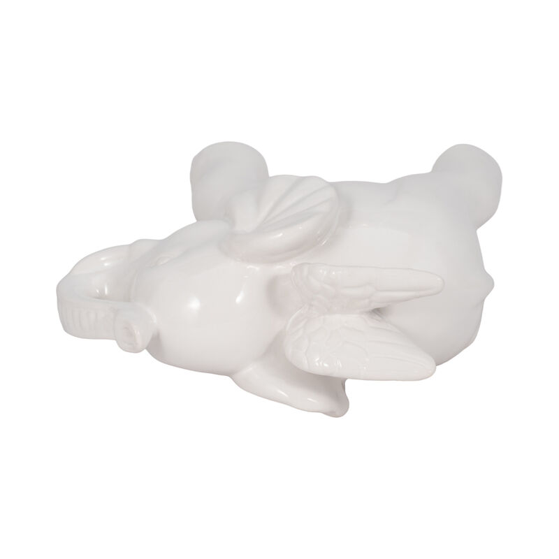 Ceramic 7" Elephant Angel Figurine, White image number 5