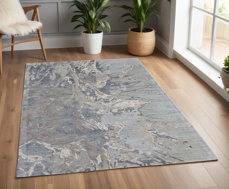 HomeRoots Abstract Hand Tufted Worn Faded Area Rug