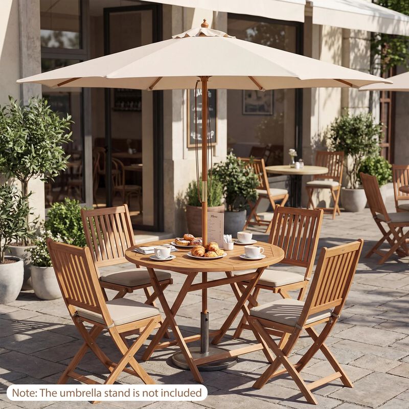 9 table patio umbrella Mondawe 9 ft Patio Umbrella for Outdoor Dining Table Market Umbrella with 8 Sturdy Bamboo Ribs in Brown