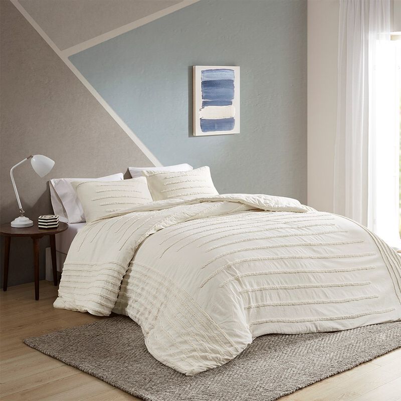 Gracie Mills Sotelo Modern Cotton Chenille Duvet Cover Set