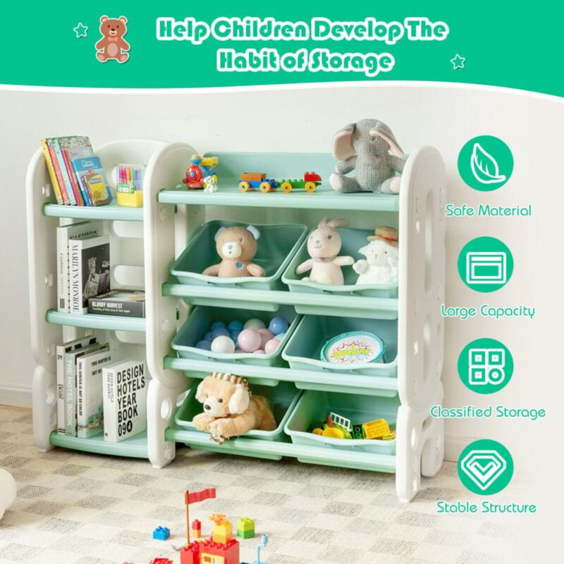 Hivvago Kids Toy Storage Organizer with Bins and Multi-Layer Shelf for Bedroom Playroom