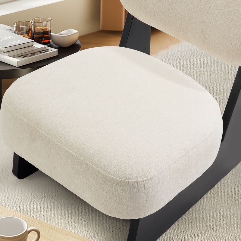 26" Beige boucle Fabric Accent Chair-25D High-Density Sponge Cushion,Modern Lounge Chair image number 4