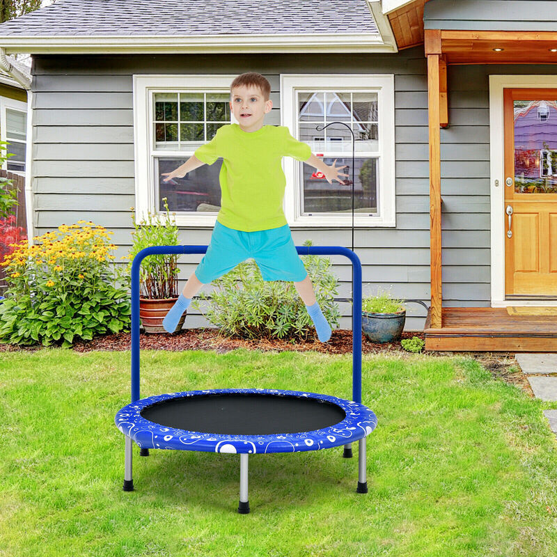 Kids Rebounder Trampoline with Covered Safety Handrail for Exercise and Play image number 4