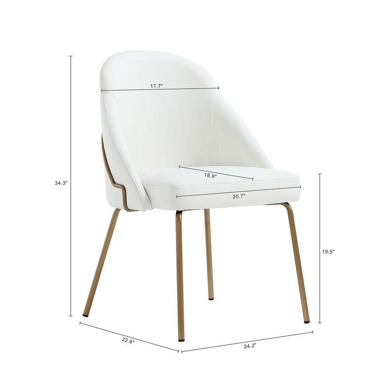 Gracie Dining Chair in White and Gold
