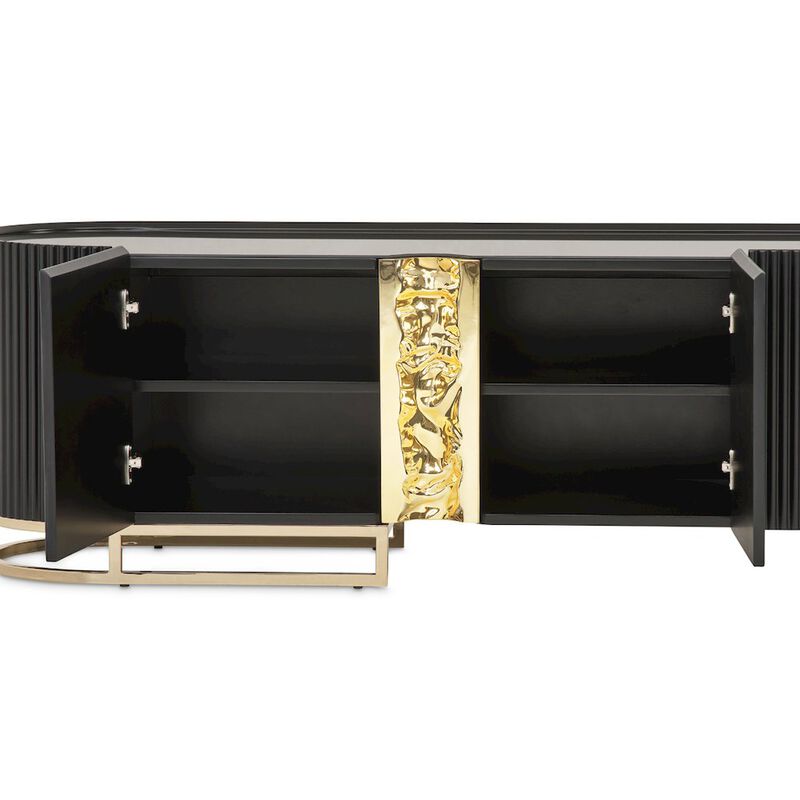 Michael Amini Lisbon Media Cabinet - Silken Matte Black