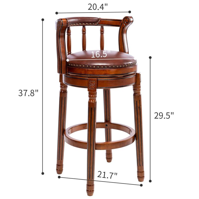Streamdale Furniture 29.5'' Brown Wooden Swivel Barstool image number 7