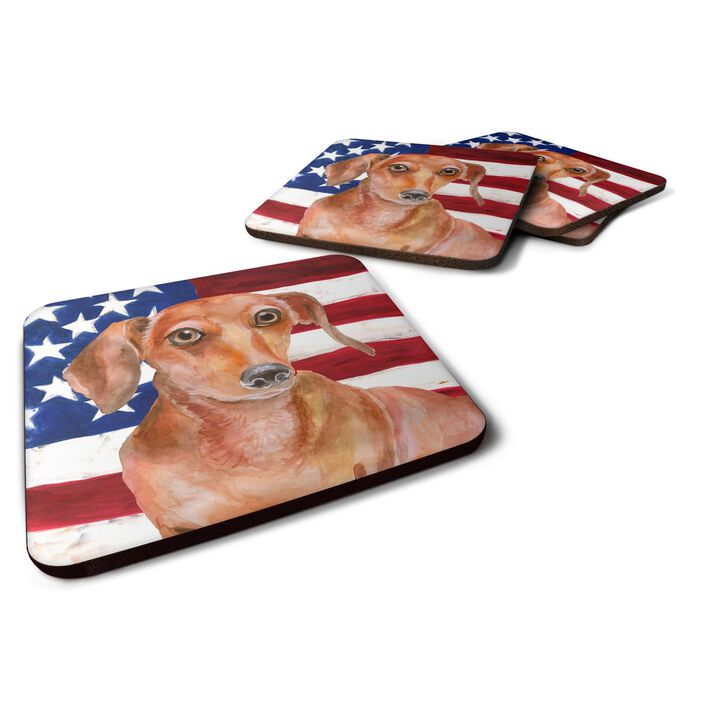 Caroline's Treasures Red Dachshund Patriotic Decorative coasters, Multicolor