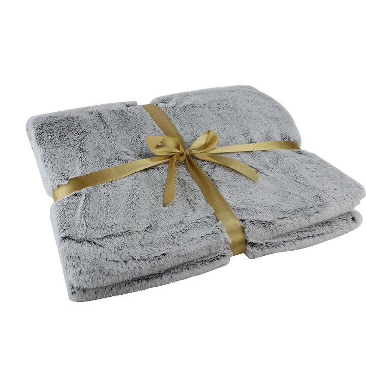 Ash Gray Plush Rectangular Throw Blanket 55" x 62"