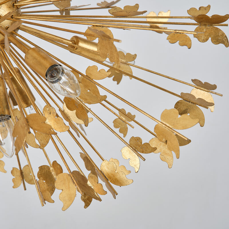 35 in. 14-Light Gold Butterfly Sputnik Sphere Distinctive Iron Chandelier