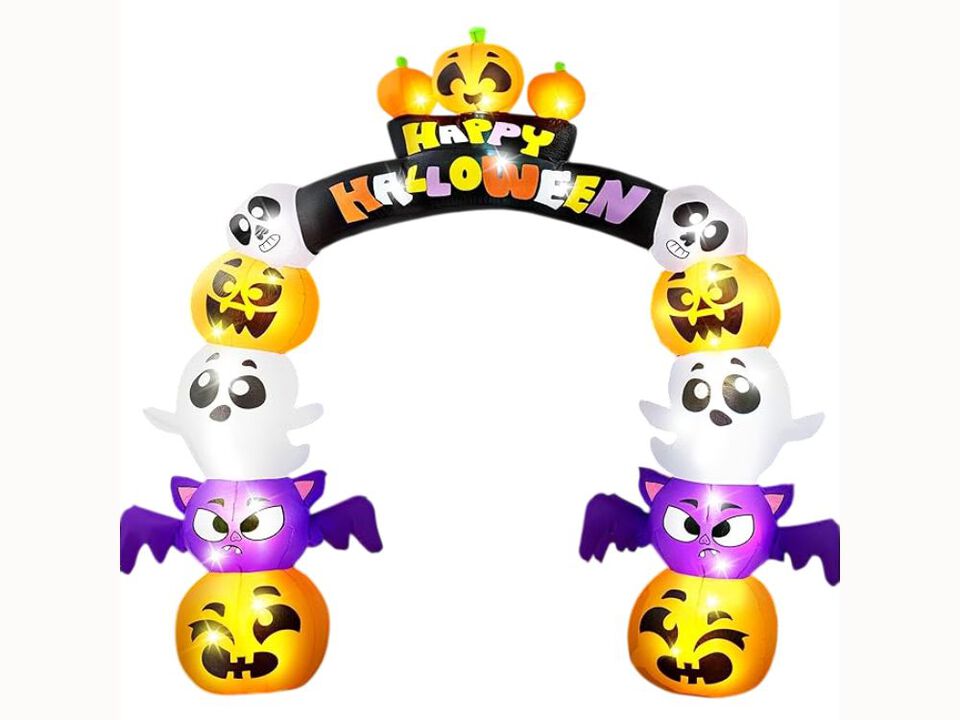 8FT Halloween Inflatable Pumpkin Archway – Blow-Up Yard Decor with LED Lights for Garden, Lawn & Party Display