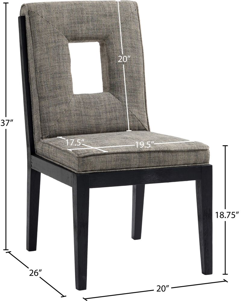Meridian Furniture Gwendolyn Grey Linen Textured Fabric Dining Side Chair, Set of 2