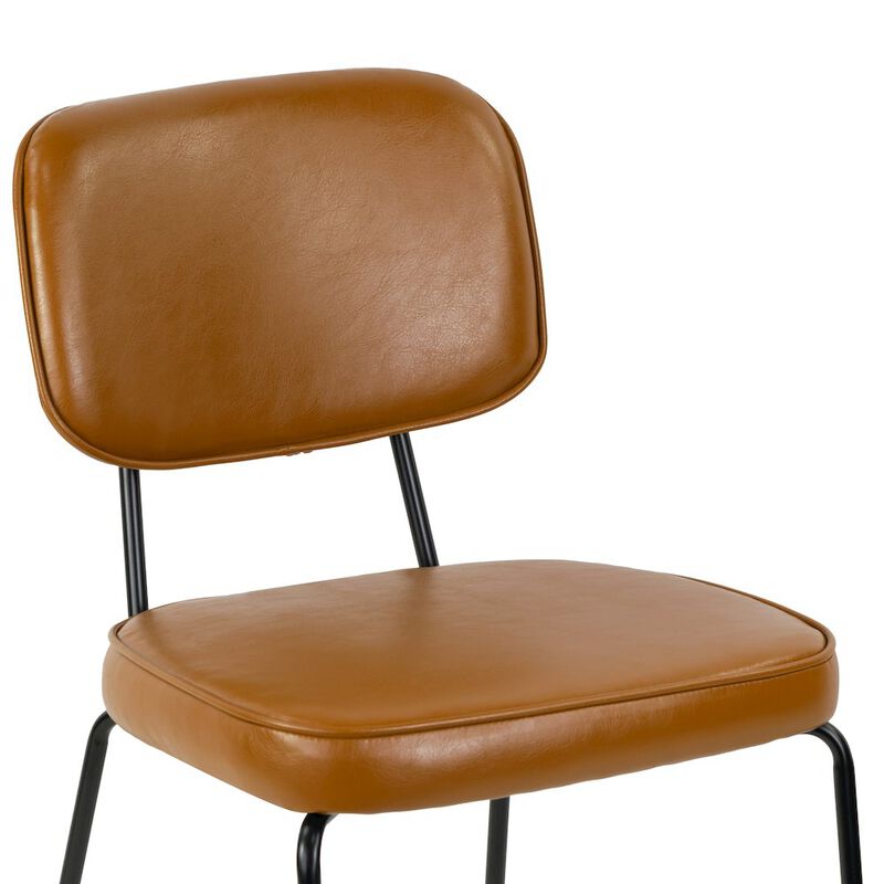 Glamour Home Set of 2 Aven Cappuccino Faux Leather Dining Chair with Black Metal Legs