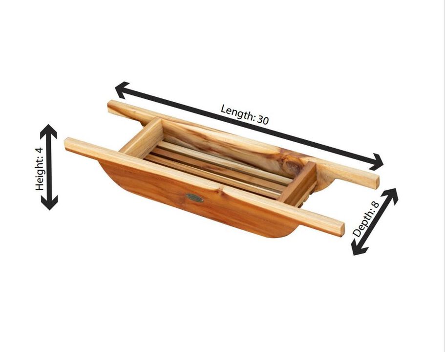 EcoDecors&reg; Eleganto&reg; 29" Teak Wood Bath Caddy in EarthyTeak Finish