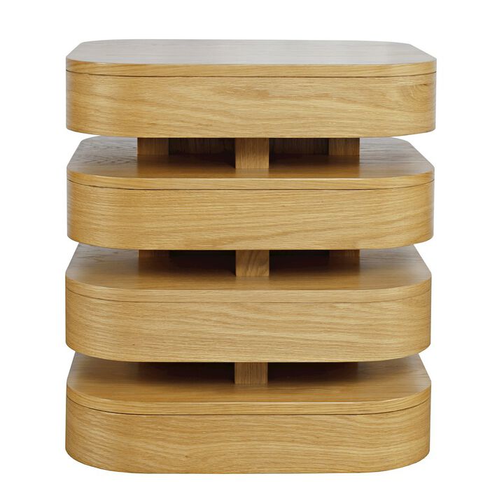 Jofran Brix Mid-Century Modern Floating Sculpture Layered Square End Table