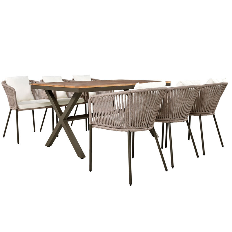 Merax  7 Pieces Outdoor Patio Dining Set