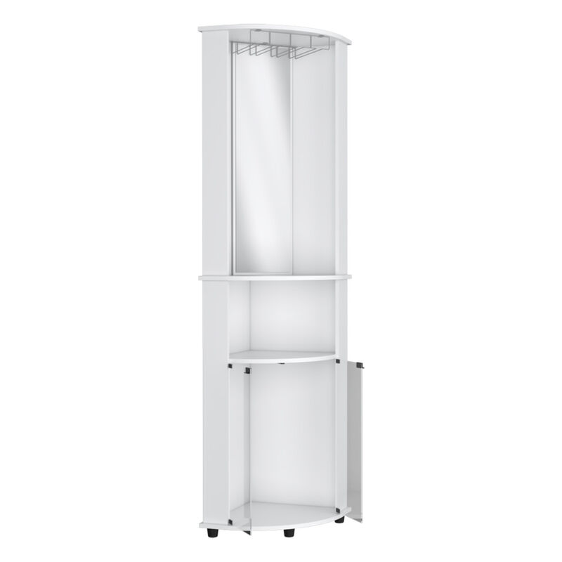 HomeRoots 75" White Wood Corner Bar Cabinet With Three Shelves image number 2