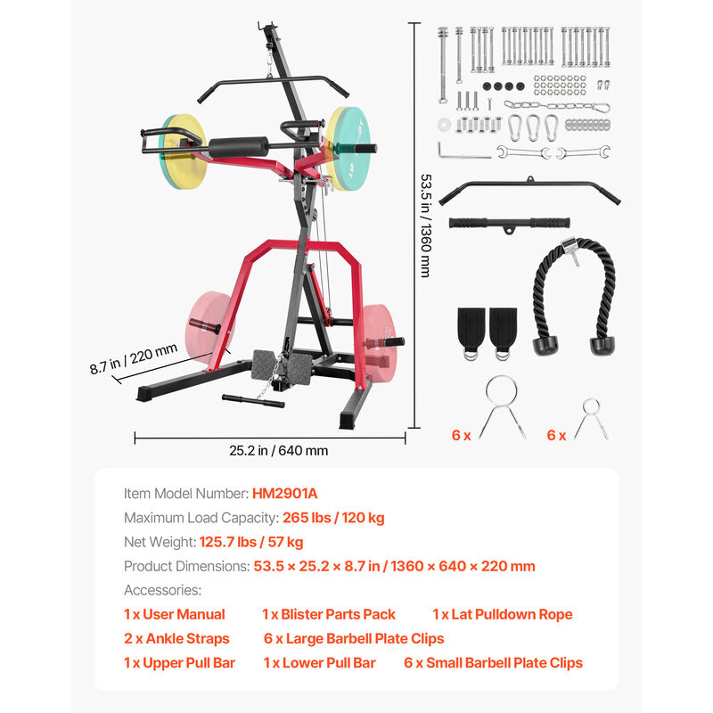VEVOR Corner Leverage Gym w/ 2:1 Ratio LAT Low Row System for Squats Bench Press image number 6