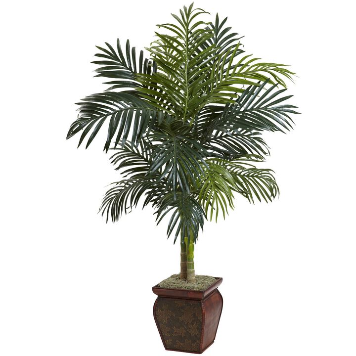 Nearly Natural 4.5-in Golden Cane Palm w/Decorative Container