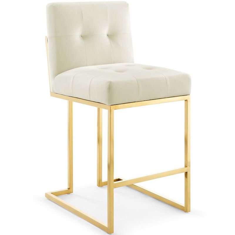 Privy Gold Stainless Steel Performance Velvet Counter Stool image number 0