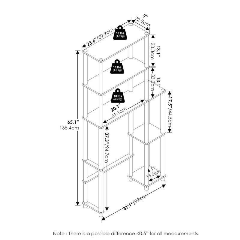 Turn-N-Tube Freestanding Over-The-Toilet Storage Rack with 5 Shelves