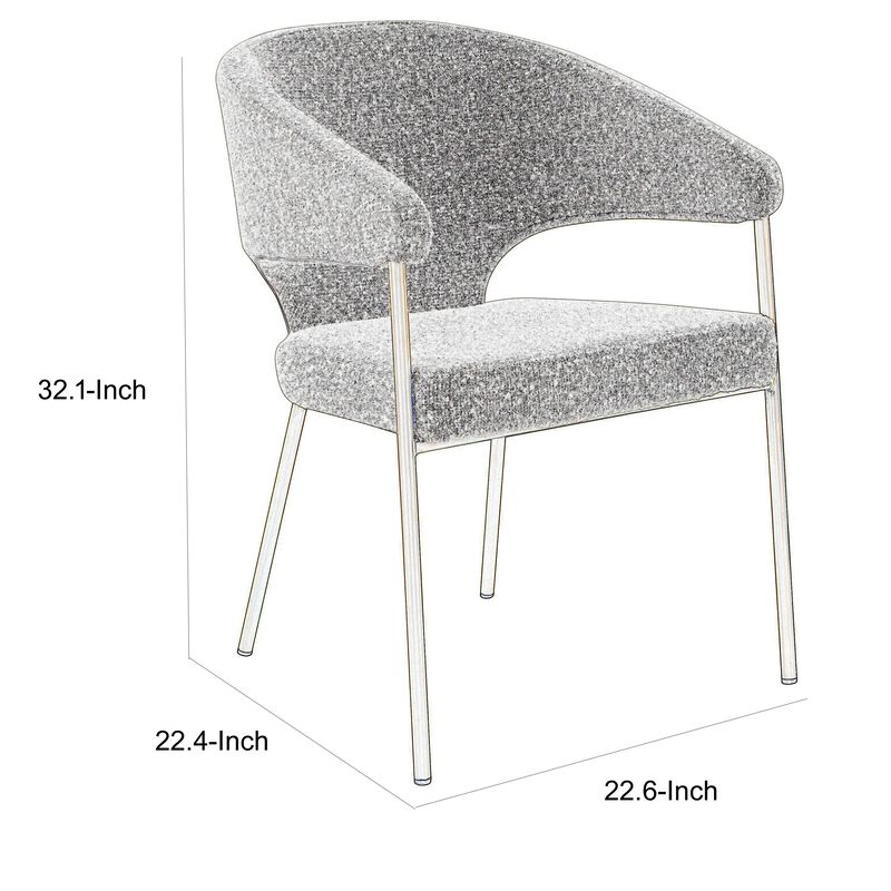 Cid Kasa 23 Inch Dining Chair, Light Gray Polyester, Brass Stainless Steel - Benzara image number 5