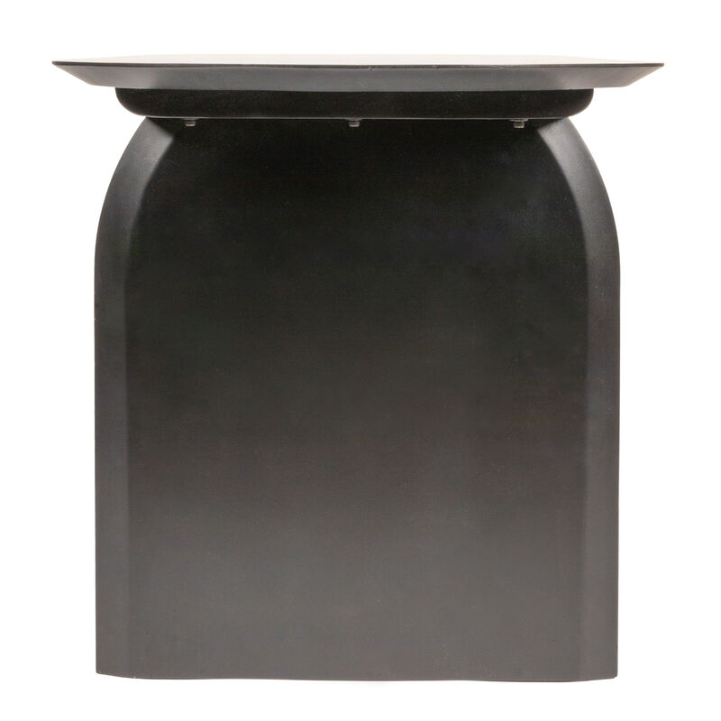 Pill-Shaped Acacia Wood Dining Table with Half-Moon Base in Black Finish image number 4