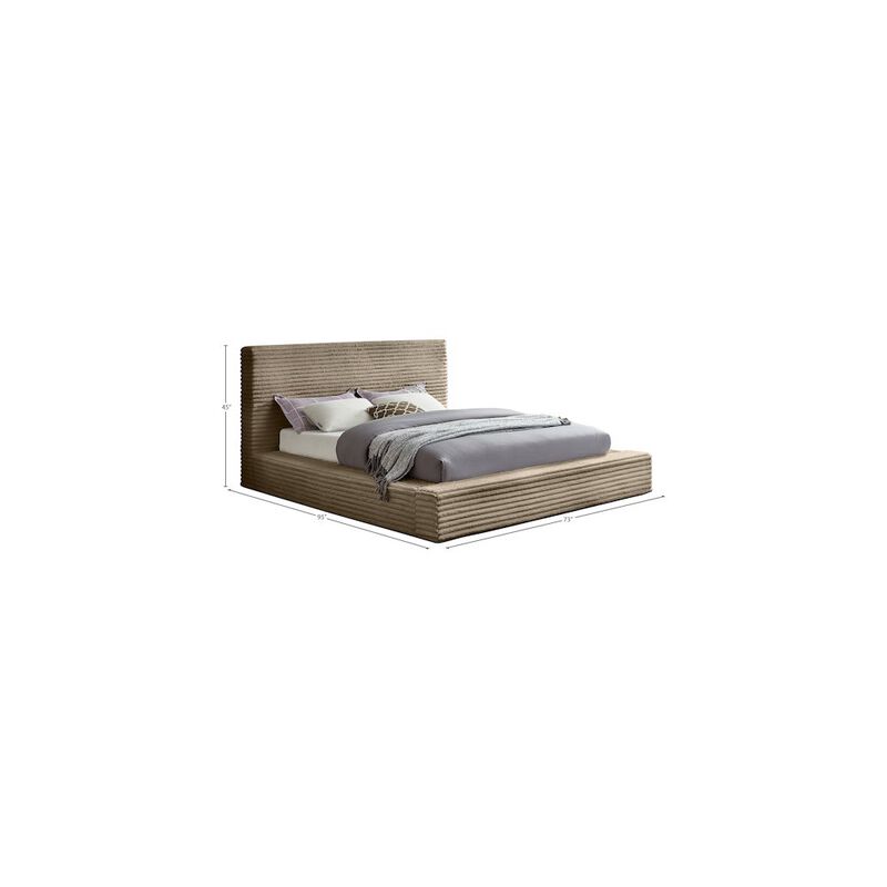 Meridian Furniture Dexter Taupe Corduroy Fabric Queen Bed