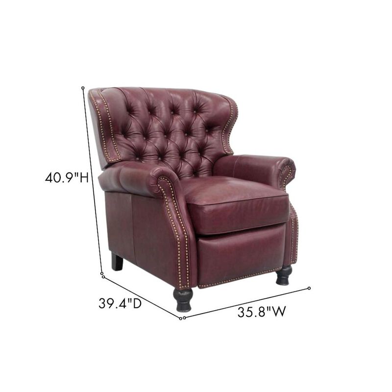 Red Wine Leather Chair Recliner image number 6