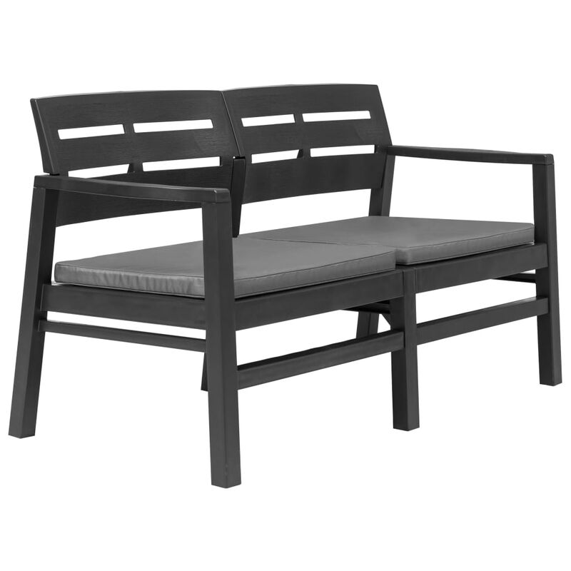 vidaXL 2-Seater Garden Bench with Cushions Plastic Anthracite image number 0