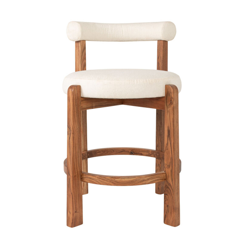 Acacia Wood & Boucle Counter Height Bar Chair image number 3