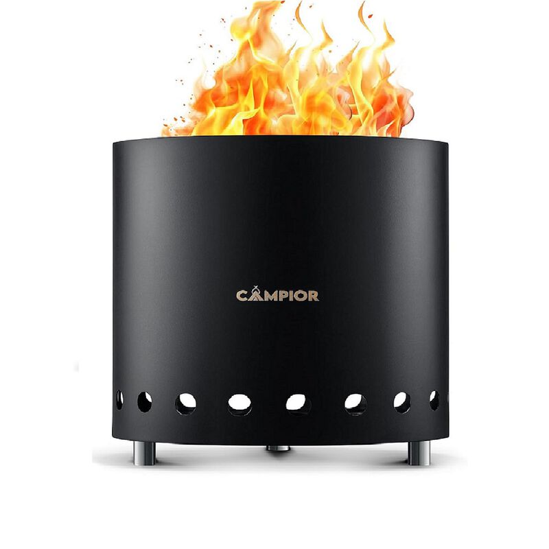 Wood Burning Fire Pit Stove - Smokeless Outdoor Stove for Wood Fires, Camping, Cooking, and Garden Gatherings, Durable, Stainless Steel with Removable Ash Pan, with Stand and Black Carry Bag