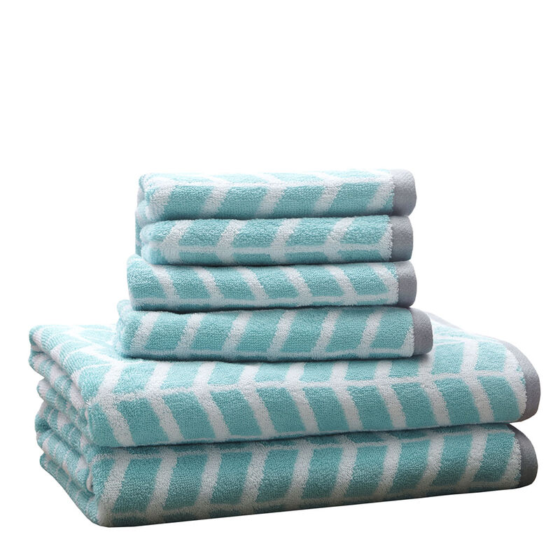 Gracie Mills Basil 6-Piece Reversible Geometric Cotton Jacquard Bath Towel Set